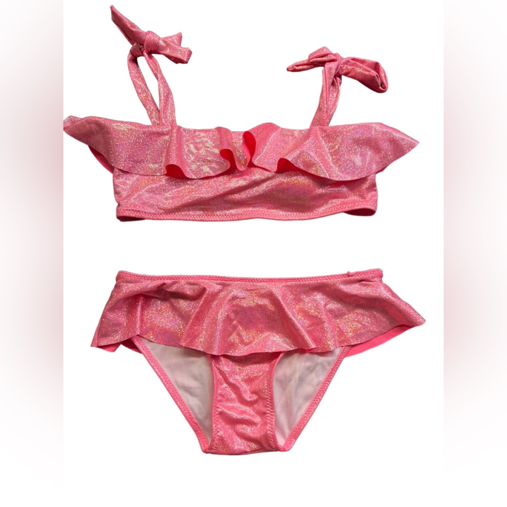 NATUST Girls Two Piece Bikini Swimsuit Set Ruffle accents Swimwear size 9/10 NWT